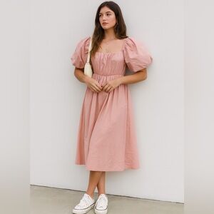 Abercrombie & Fitch Romantic Puff Sleeve Pink Dress Small